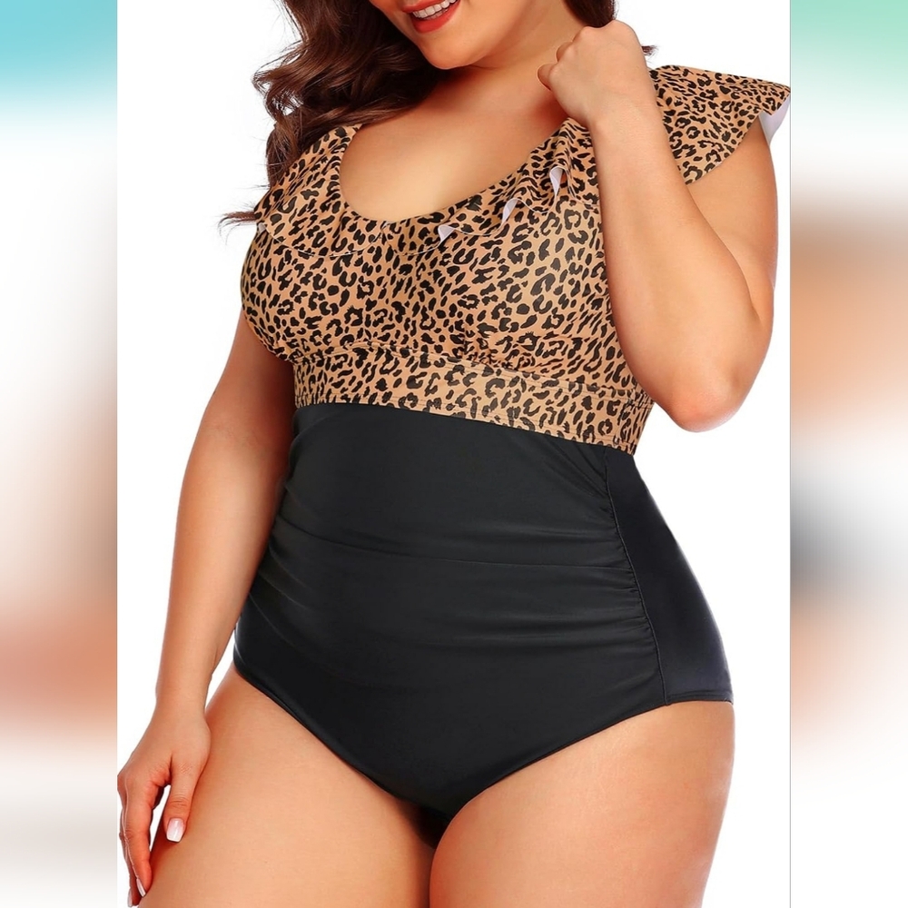 DACI Ruffle Tummy Control Ruched Swimsuit - Picture 3 of 6